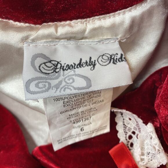 Disorderly Kids Red Velvet Lace Lined Cardigan Jacket. Size 6. Girls - Picture 4 of 6